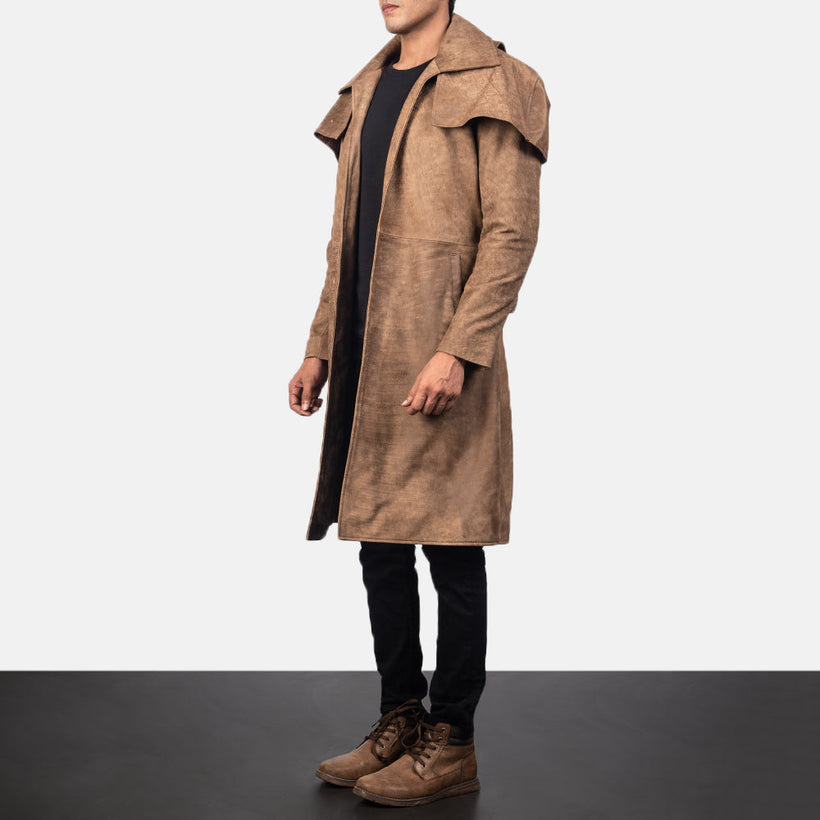 Classic Brown Leather Duster