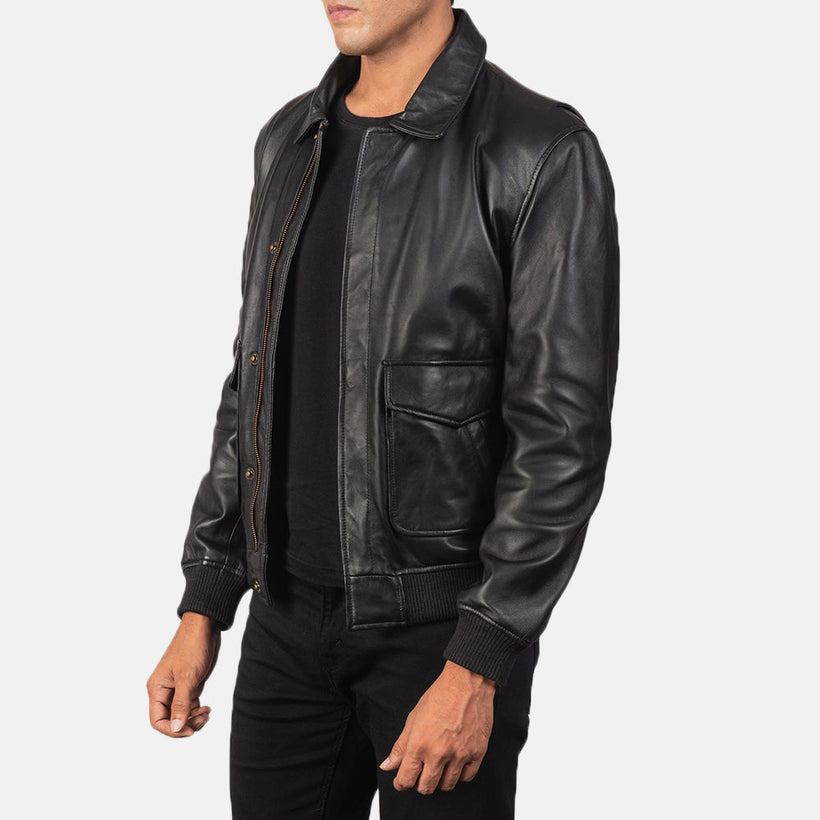 Brown Goatskin Suede Bomber Jacket - Back View Showing Tailored Shoulder Fit & Clean Hemline
