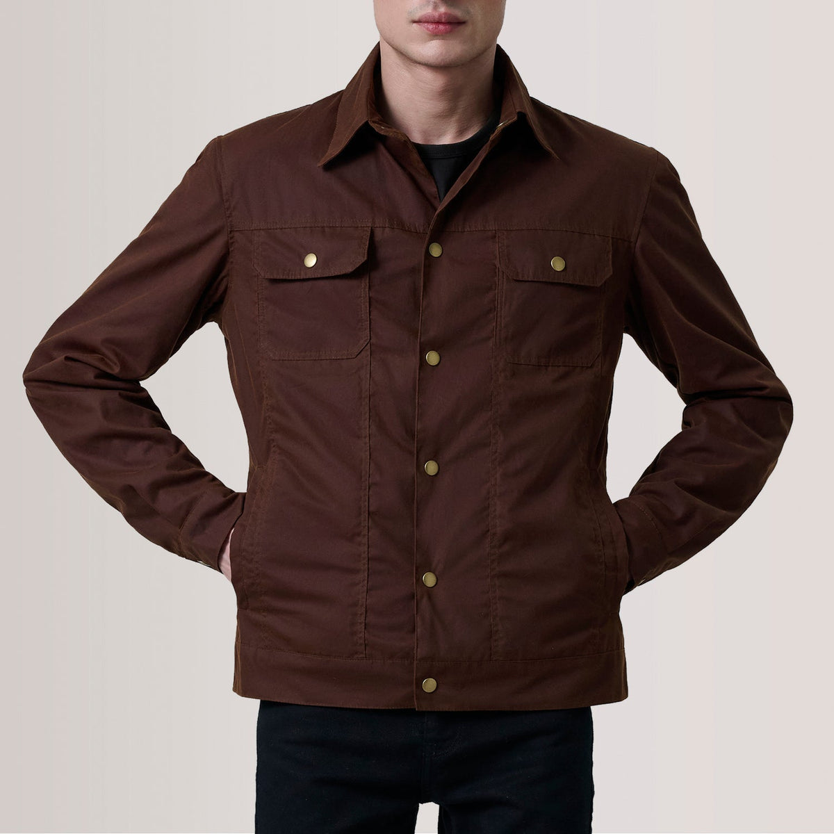 Authentic Waxed Cotton Canvas Grain Texture &amp; Heavy-Duty Seam Stitching Detail