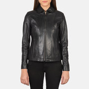 Black Sheepskin leather Jacket - Back View Showing Tailored Shoulder Fit &amp; Clean Hemline