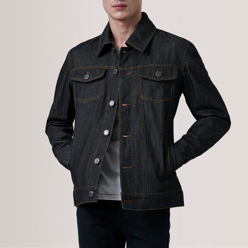 Conard Faded Black Denim Trucker Jacket