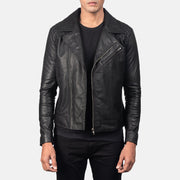 Men's Danny Quilted Brown Leather Biker Jacket in Distressed Brown Goatskin Leather - Front Profile View &amp; Tailored Silhouette | Buy Online
