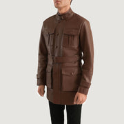
Brown Cowhide leather Jacket - Back View Showing Tailored Shoulder Fit & Clean Hemline