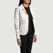 White Sheepskin Dip &amp;Amp; Dye Leather Blazer - Back View Showing Tailored Shoulder Fit &amp; Clean Hemline