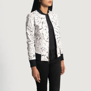 White Sheepskin Dip &amp;Amp; Dye Bomber Jacket - Back View Showing Tailored Shoulder Fit &amp; Clean Hemline