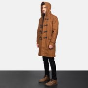 
Khaki Synthetic Wool Trench Coat - Back View Showing Tailored Shoulder Fit & Clean Hemline