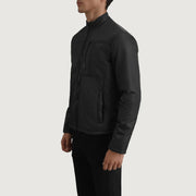 Black Full-Grain Leather Winter Jacket - Back View Showing Tailored Shoulder Fit &amp; Clean Hemline