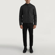 Elliot Black Lightweight Jacket - Lateral Side Profile View Showing Sleeve Cut &amp; Athletic Taper Fit