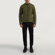 Elliot Green Lightweight Jacket - Lateral Side Profile View Showing Sleeve Cut &amp; Athletic Taper Fit