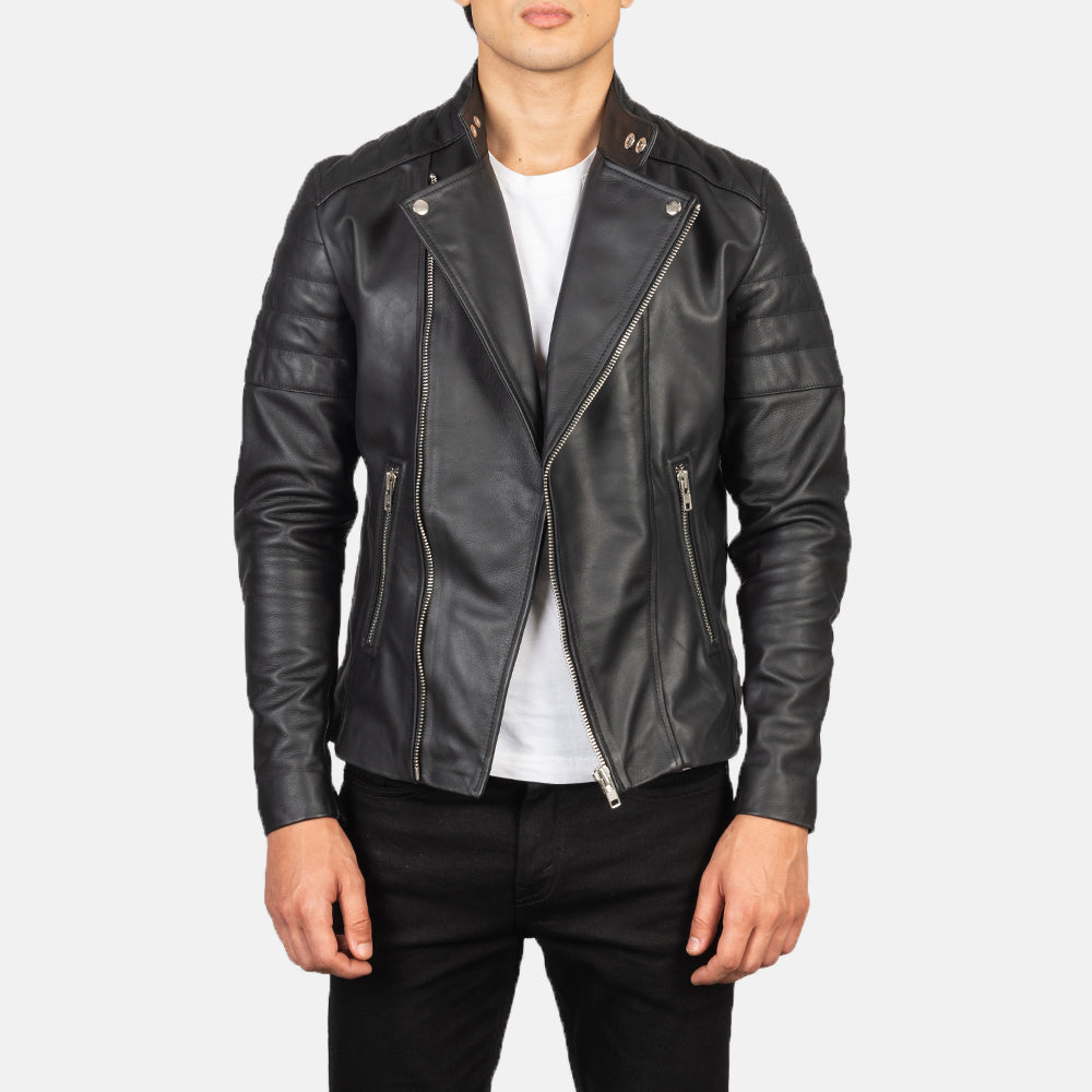 Men's Faisor Mocha Suede Biker Jacket in Mocha Brown Goatskin Suede - Front Profile View &amp; Tailored Silhouette | Buy Online
