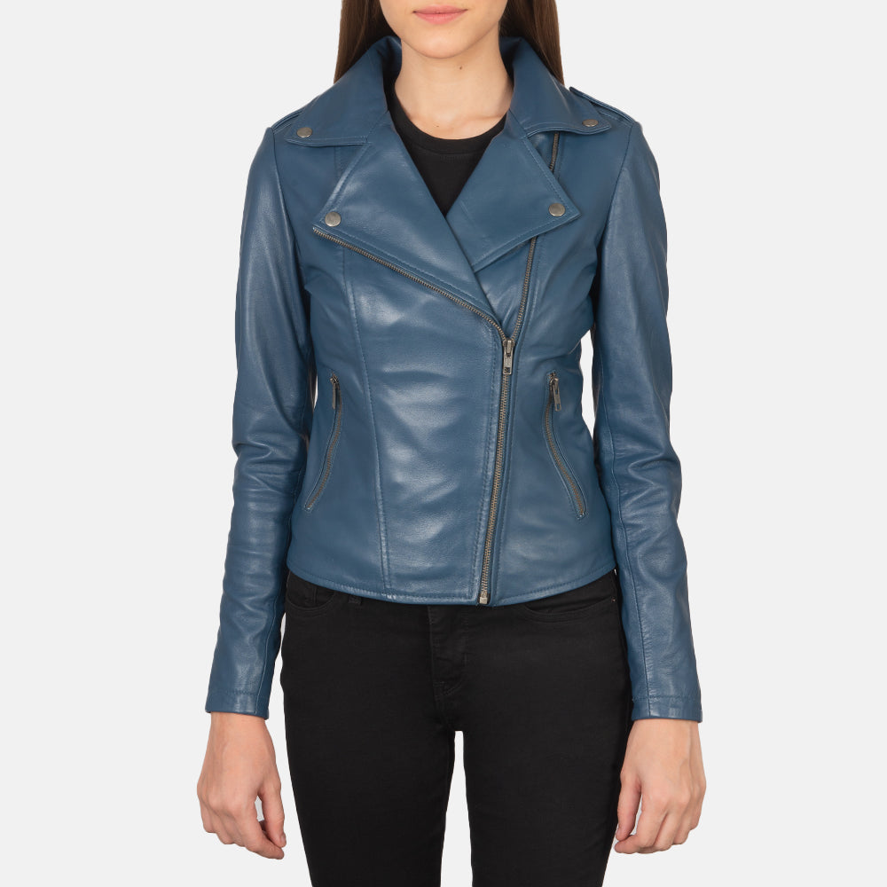 Zipper &amp; Hem Craftsmanship Construction Detail on Women's Flashback Red Leather Biker Jacket