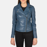 Zipper &amp; Hem Craftsmanship Construction Detail on Women's Flashback Red Leather Biker Jacket