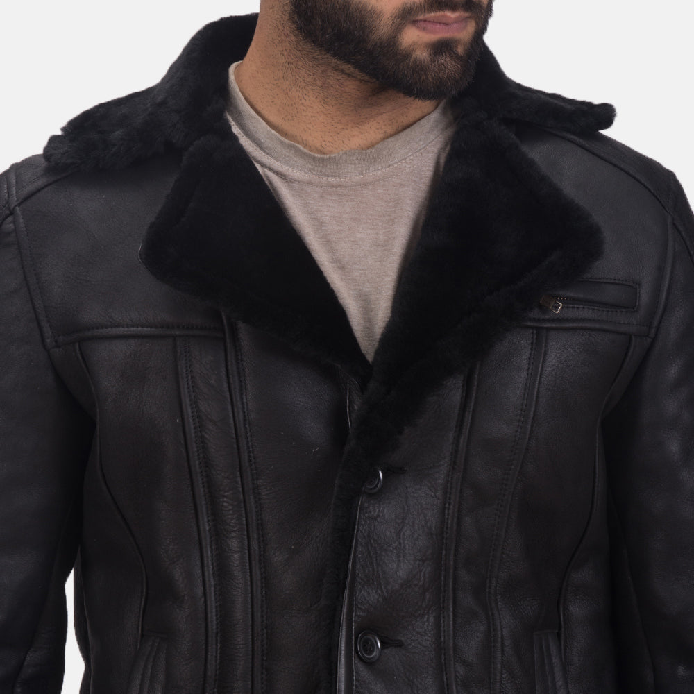 Authentic Shearling Leather (Double Face) Grain Texture &amp; Heavy-Duty Seam Stitching Detail