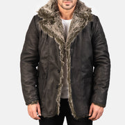 
Open hem & Hem Craftsmanship Construction Detail on Men's Furlong Beige Leather Coat