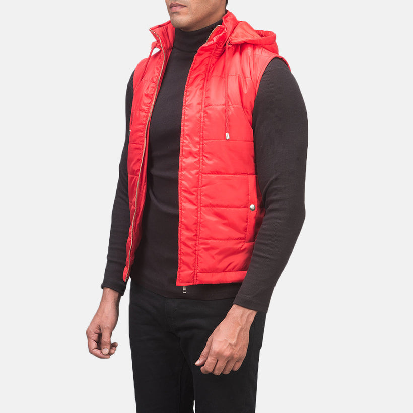Fuston Red Hooded Puffer Vest