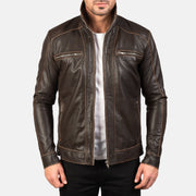 
Zipper & Hem Craftsmanship Construction Detail on Hudson Black Leather Biker Jacket