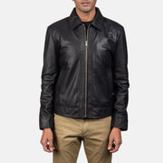 Men's Inferno Brown Leather Jacket - Lateral Side Profile View Showing Sleeve Cut &amp; Athletic Taper Fit