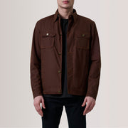 Irwin Brown Waxed Canvas Field Jacket For Men in Brown Waxed Cotton Canvas - Front Profile View &amp; Tailored Silhouette | Buy Online