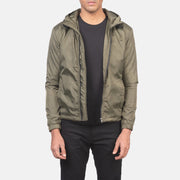 Men's Jimmy Green Hooded Windbreaker Jacket in Green Nylon - Front Profile View &amp; Tailored Silhouette | Buy Online