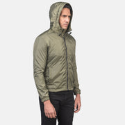 Green Nylon Hooded Jacket - Back View Showing Tailored Shoulder Fit &amp; Clean Hemline