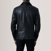 Close-Up Detail of Shirt &amp; Zipper Hardware on Klen Brown Classic Jacket For Men