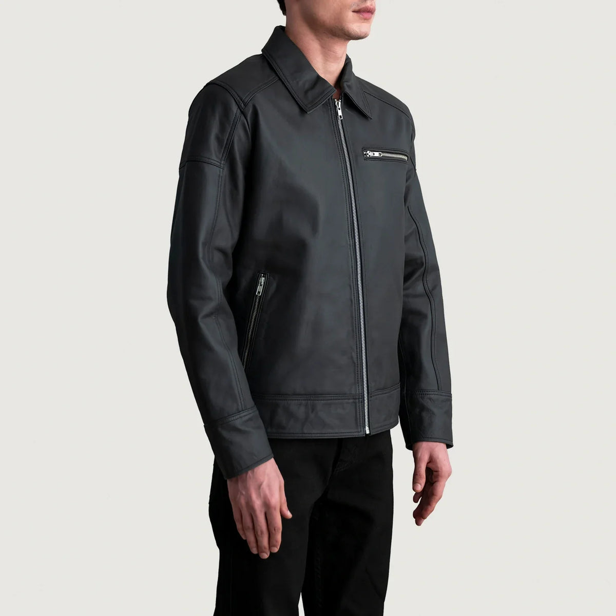 Lavendard Leather Biker Jacket – alternate product view 2