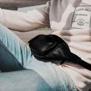 Jack Full-Grain Leather Belt Bag - Structured Side Profile Showing Gusset Depth &amp; Expansion Capacity