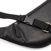 Solid Antique Brass Hardware &amp; Heavy-Duty Dual Zipper Detail on Vernio Full-Grain Leather Belt Bag