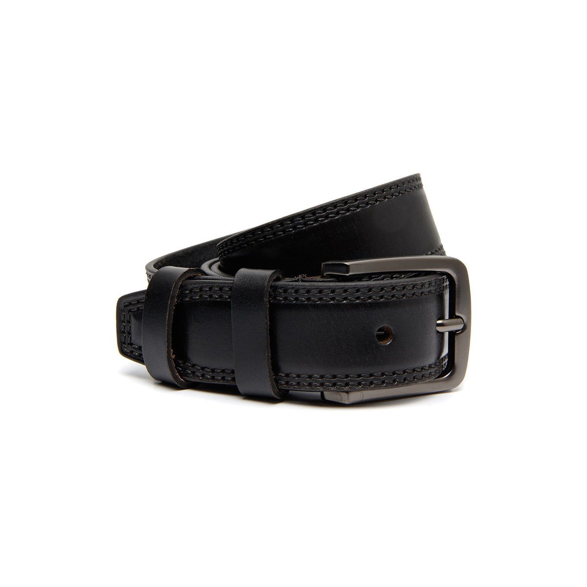 Manovo Full-Grain Leather Belt in Classic 100% Full-Grain Leather - Full Exterior Front Profile View | Buy Online