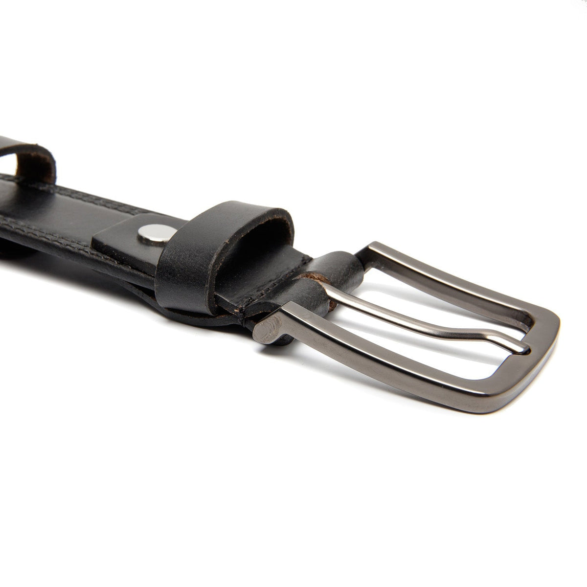 Classic 100% Full-Grain leather Belt - Rear Perspective Showing Reinforced Leather Straps &amp; Stitching