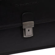 Classic 100% Full-Grain leather Briefcase - Rear Perspective Showing Reinforced Leather Straps &amp; Stitching