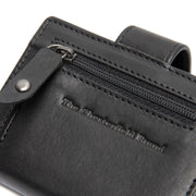 Solid Antique Brass Hardware &amp; Heavy-Duty Dual Zipper Detail on Barrea Full-Grain Leather Card Holder