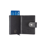 Classic 100% Full-Grain Leather Card Holder - Rear Perspective Showing Reinforced Leather Straps &amp; Stitching