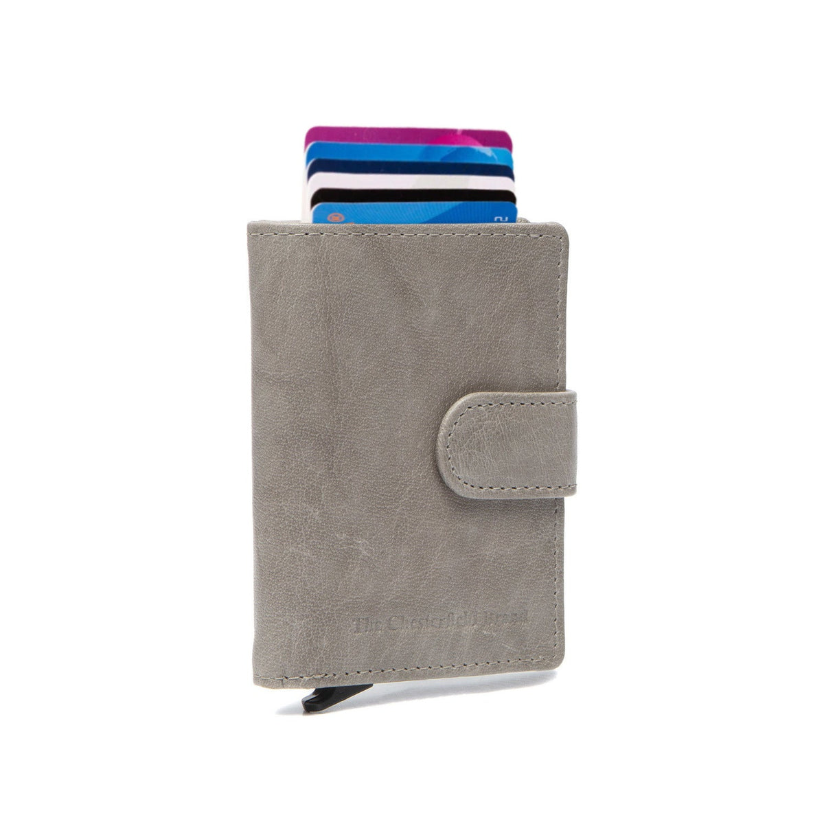 Light Grey Leather Card Holder Hannover, front view
