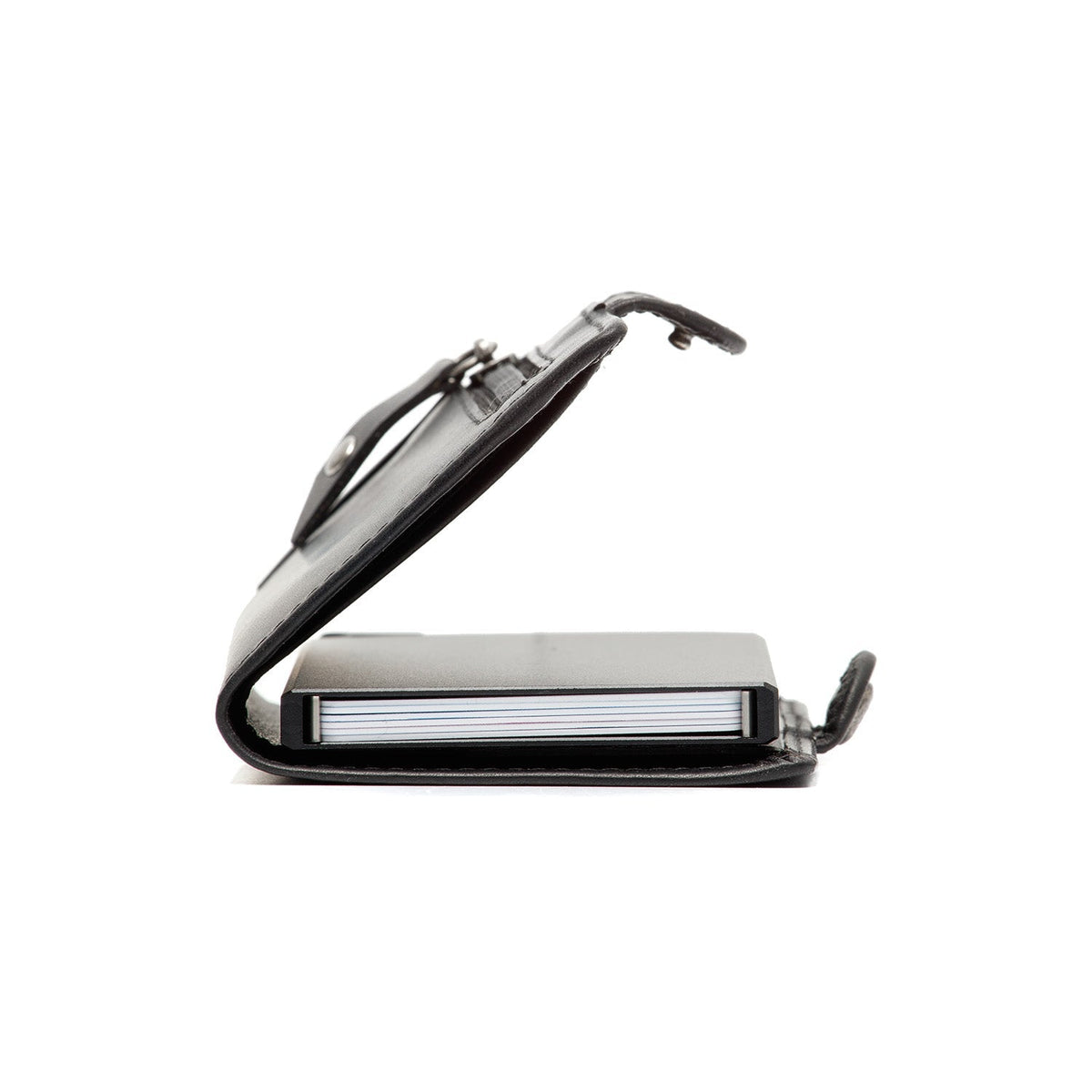 Solid Antique Brass Hardware &amp; Heavy-Duty Dual Zipper Detail on Lagos Full-Grain Leather Card Holder