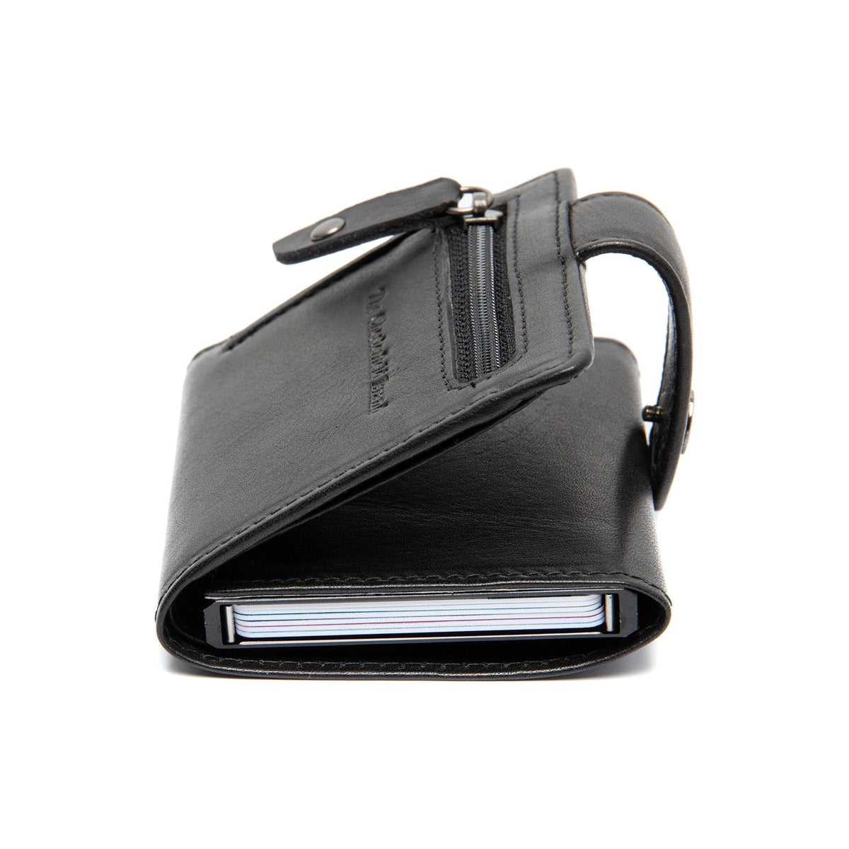 Solid Antique Brass Hardware &amp; Heavy-Duty Dual Zipper Detail on Larino Full-Grain Leather Card Holder