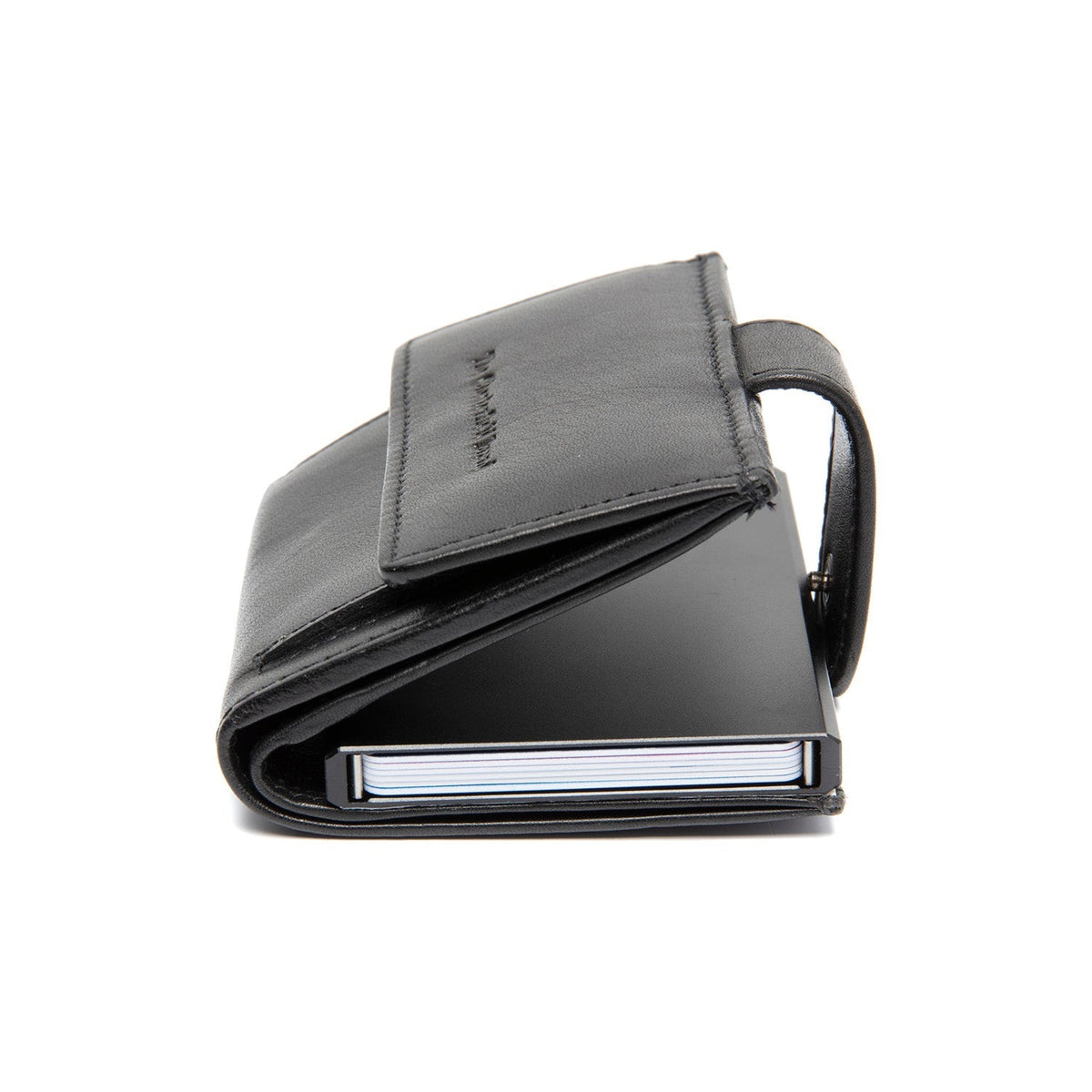 Lesina Full-Grain Leather Card Holder - Structured Side Profile Showing Gusset Depth &amp; Expansion Capacity