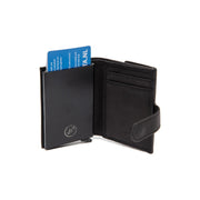 Classic 100% Full-Grain Leather Card Holder - Rear Perspective Showing Reinforced Leather Straps &amp; Stitching