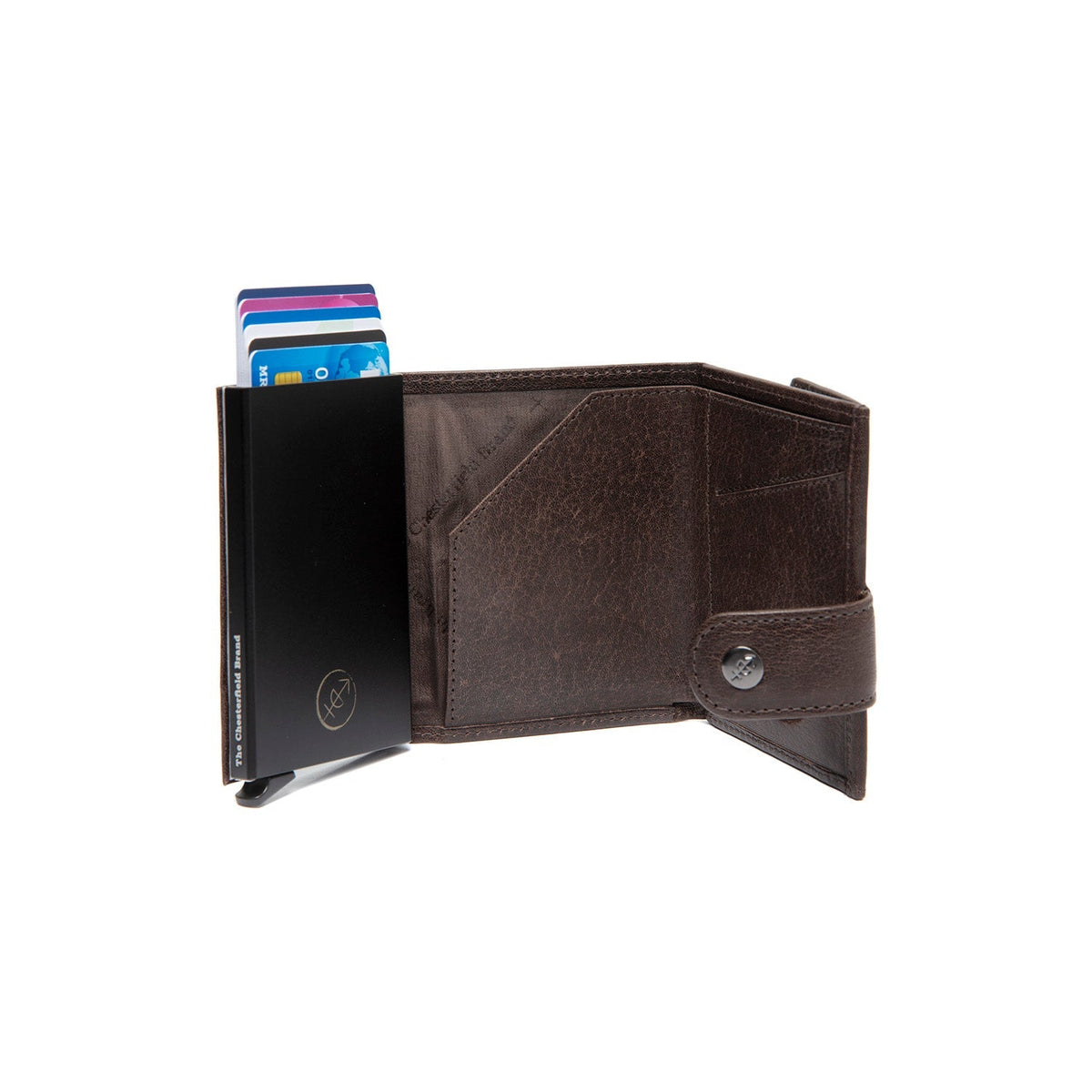 Varrano Full-Grain Leather Card Holder - Structured Side Profile Showing Gusset Depth &amp; Expansion Capacity