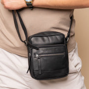 Classic 100% Full-Grain leather Bag - Rear Perspective Showing Reinforced Leather Straps &amp; Stitching
