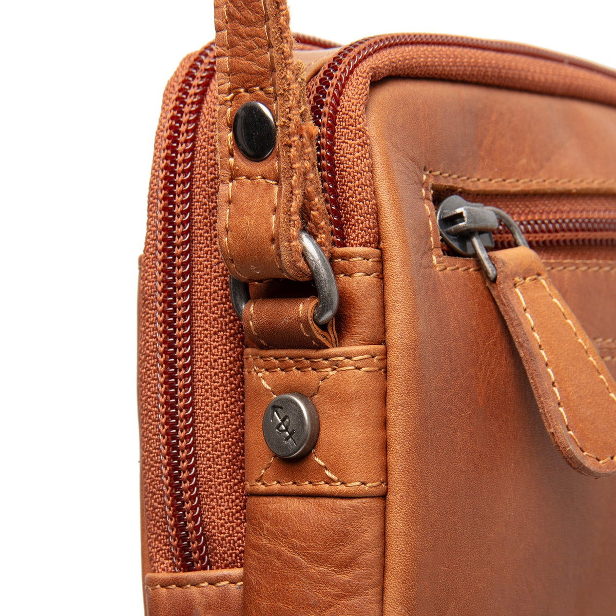 Cognac Leather Crossbody Bag Ellon, detail view 3