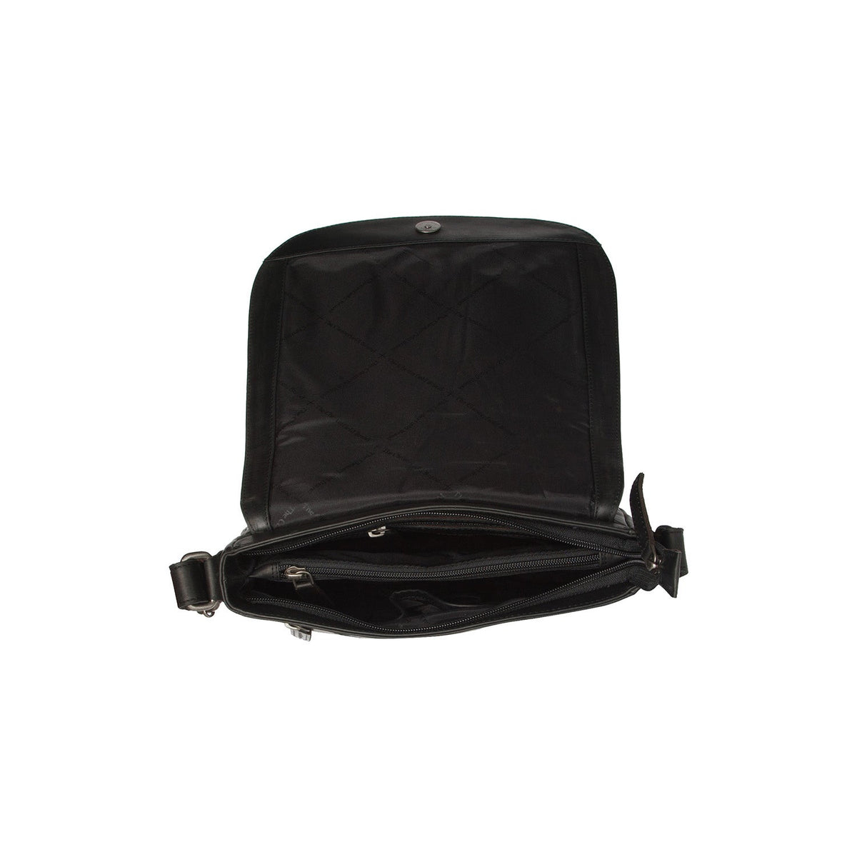 Everglades Full-Grain Leather Crossbody Bag - Structured Side Profile Showing Gusset Depth &amp; Expansion Capacity