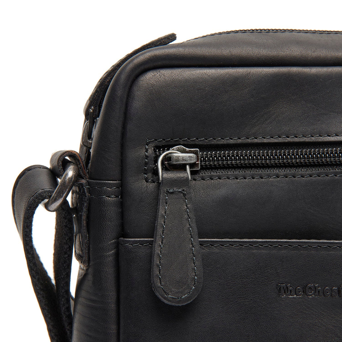 Laveno Full-Grain Leather Crossbody Bag - Structured Side Profile Showing Gusset Depth & Expansion Capacity
