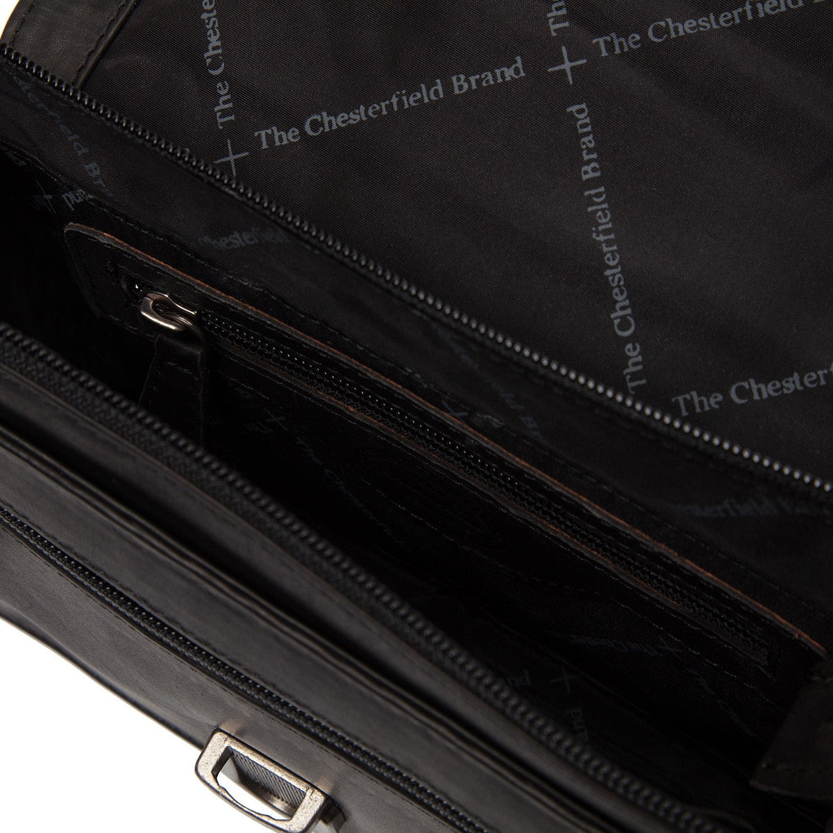 Solid Antique Brass Hardware &amp; Heavy-Duty Dual Zipper Detail on Lucca Full-Grain Leather Crossbody Bag