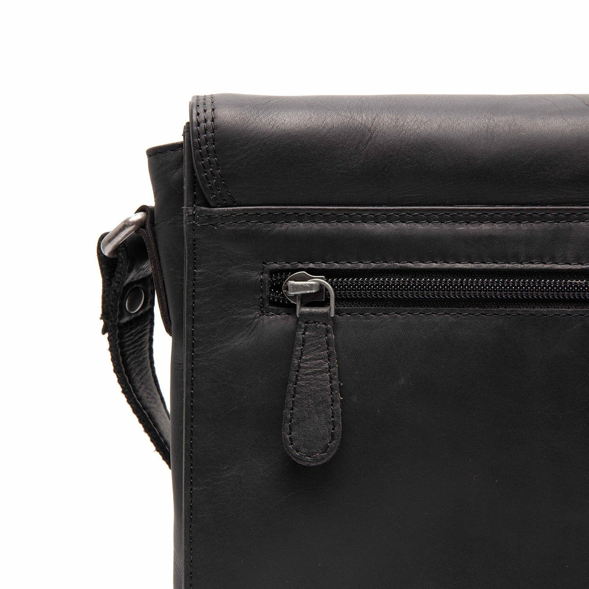 Lunor Full-Grain Leather Crossbody Bag - Structured Side Profile Showing Gusset Depth &amp; Expansion Capacity