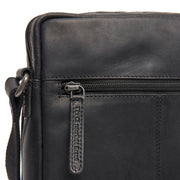 Solid Antique Brass Hardware &amp; Heavy-Duty Dual Zipper Detail on Montira Full-Grain Leather Crossbody Bag