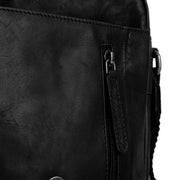 Solid Antique Brass Hardware &amp; Heavy-Duty Dual Zipper Detail on Remy Full-Grain Leather Crossbody Bag