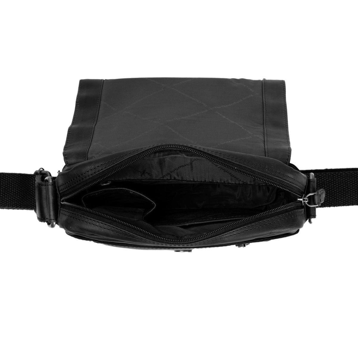 Remy Full-Grain Leather Crossbody Bag - Structured Side Profile Showing Gusset Depth &amp; Expansion Capacity