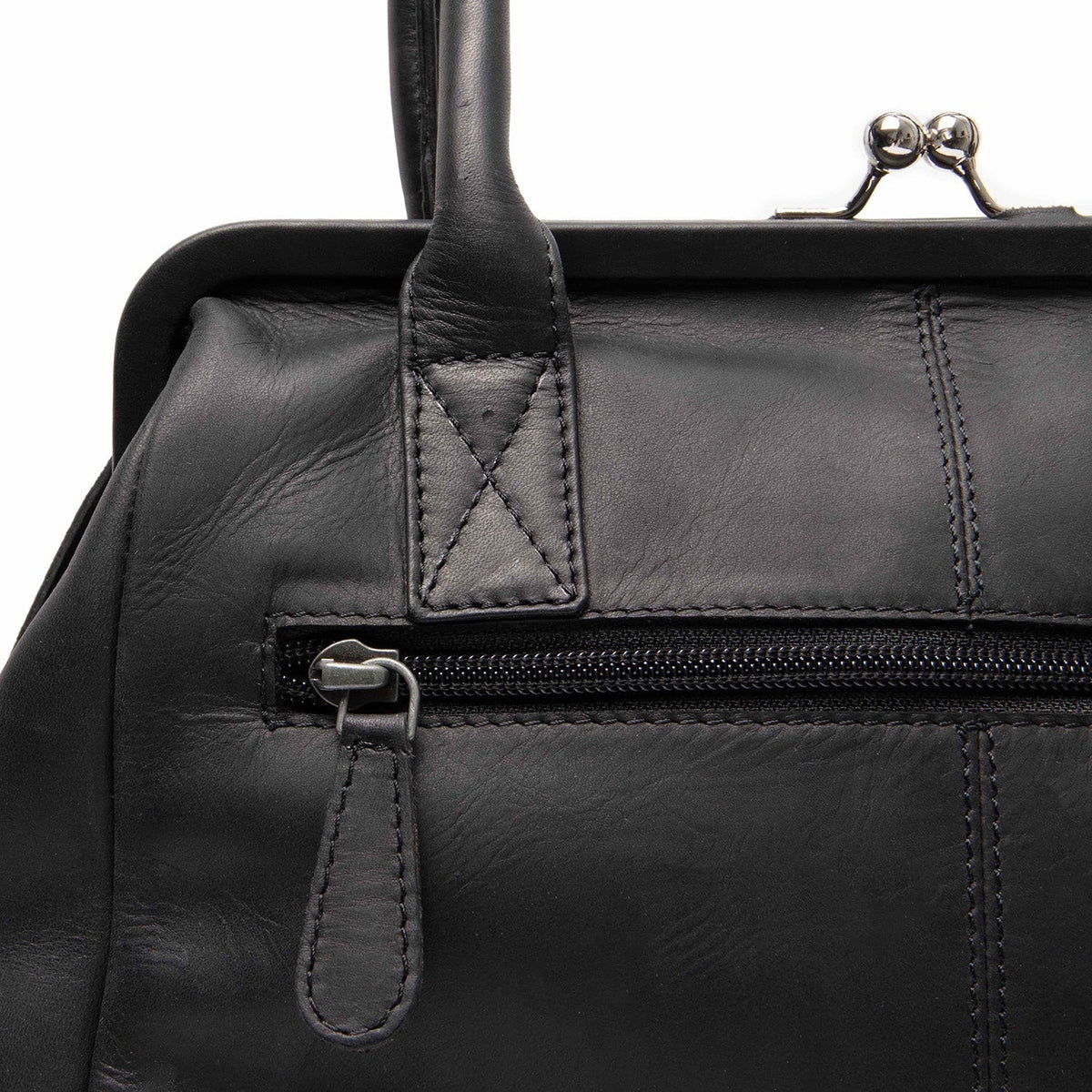 Dorin Full-Grain Leather Handbag - Lateral Side Profile View Showing Sleeve Cut &amp; Athletic Taper Fit