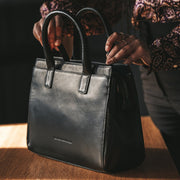 Garda Full-Grain Leather Handbag - Lateral Side Profile View Showing Sleeve Cut &amp; Athletic Taper Fit